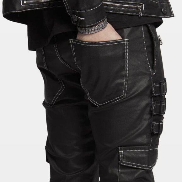 AKINGS Omari White Stitch Stacked Jeans - Picture 7 of 8